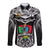 Papua New Guinea Rugby Long Sleeve Button Shirt Mendi Muruks PNG Polynesian Pattern LT14 Unisex Black - Polynesian Pride