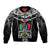 Papua New Guinea Rugby Sleeve Zip Bomber Jacket Mendi Muruks PNG Polynesian Pattern LT14 Unisex Black - Polynesian Pride