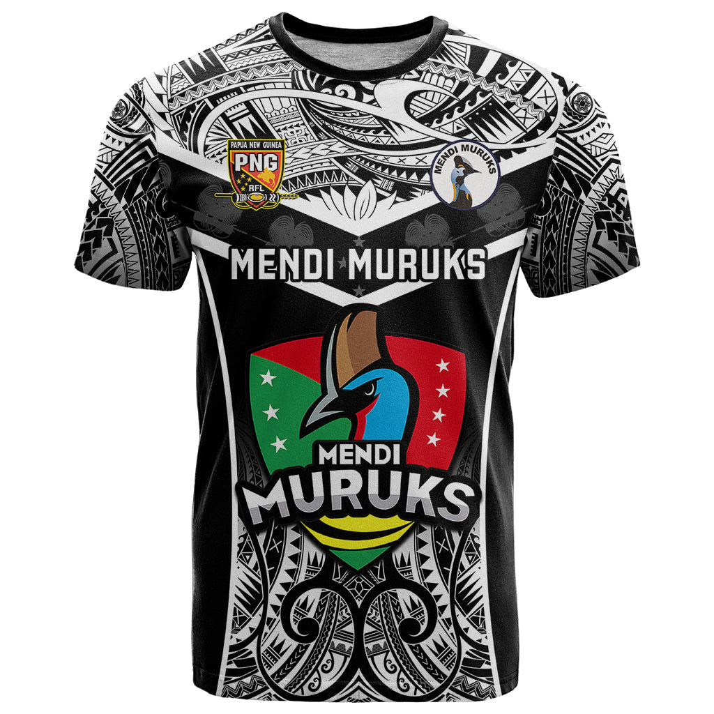 Papua New Guinea Rugby T Shirt Mendi Muruks PNG Polynesian Pattern LT14 Black - Polynesian Pride