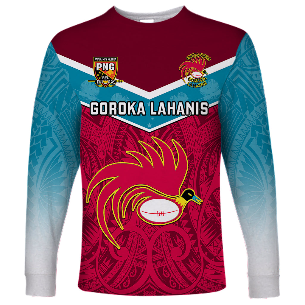 Papua New Guinea Rugby Long Sleeve Shirt Goroka Lahanis PNG Polynesian Pattern LT14 Unisex Red - Polynesian Pride