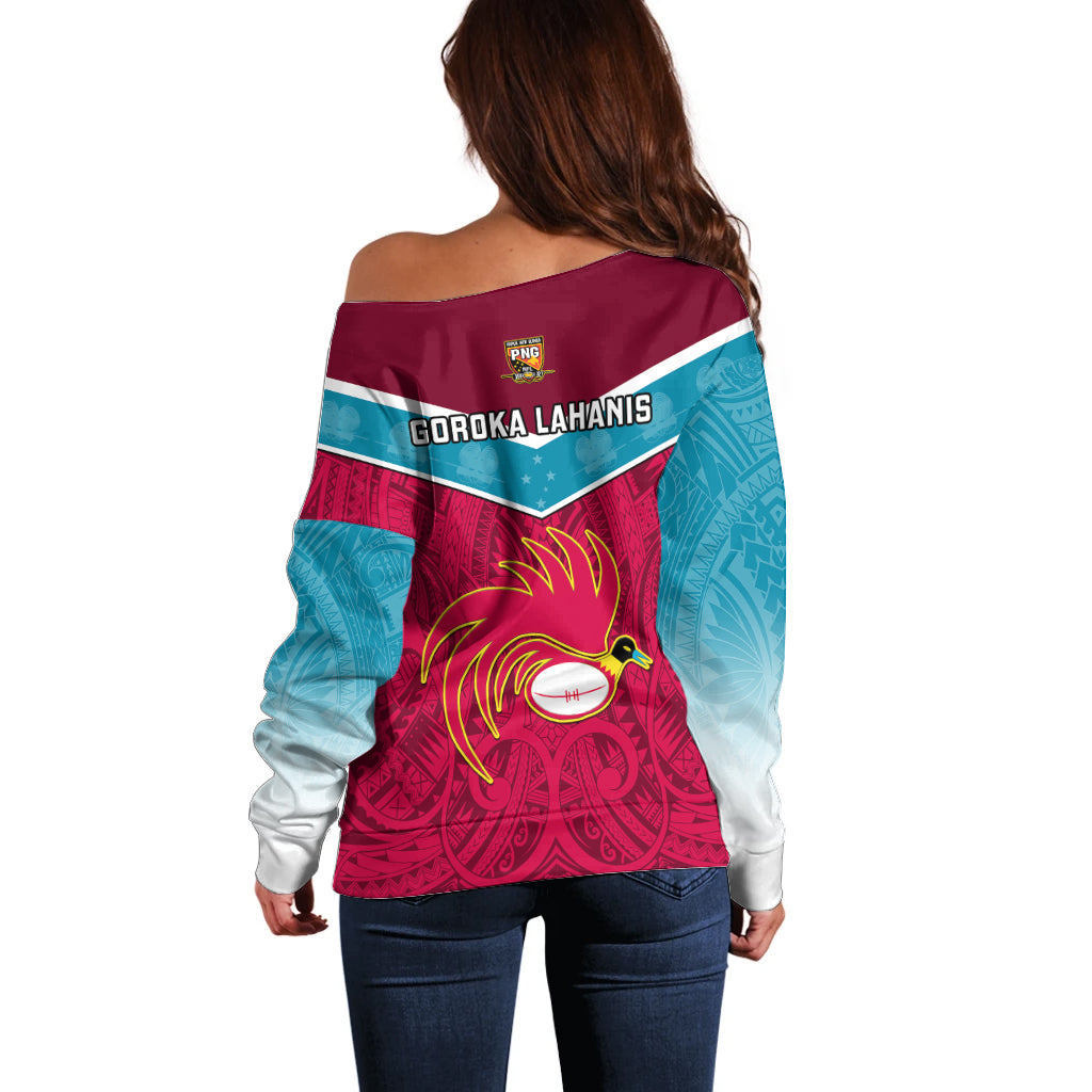 Papua New Guinea Rugby Off Shoulder Sweater Goroka Lahanis PNG Polynesian Pattern LT14 - Polynesian Pride