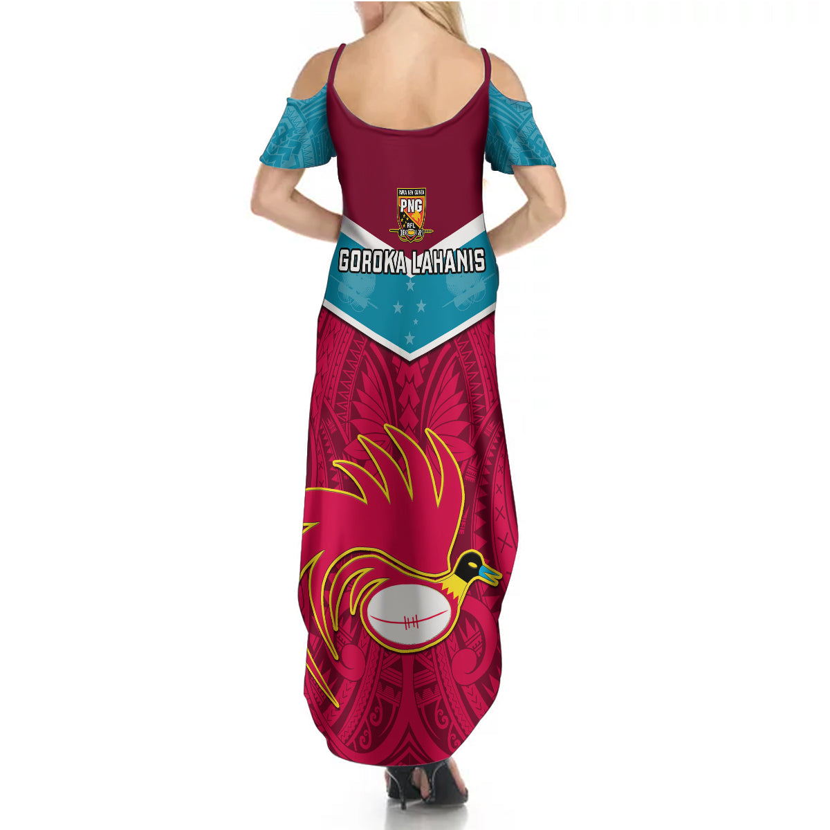 Papua New Guinea Rugby Summer Maxi Dress Goroka Lahanis PNG Polynesian Pattern LT14 - Polynesian Pride