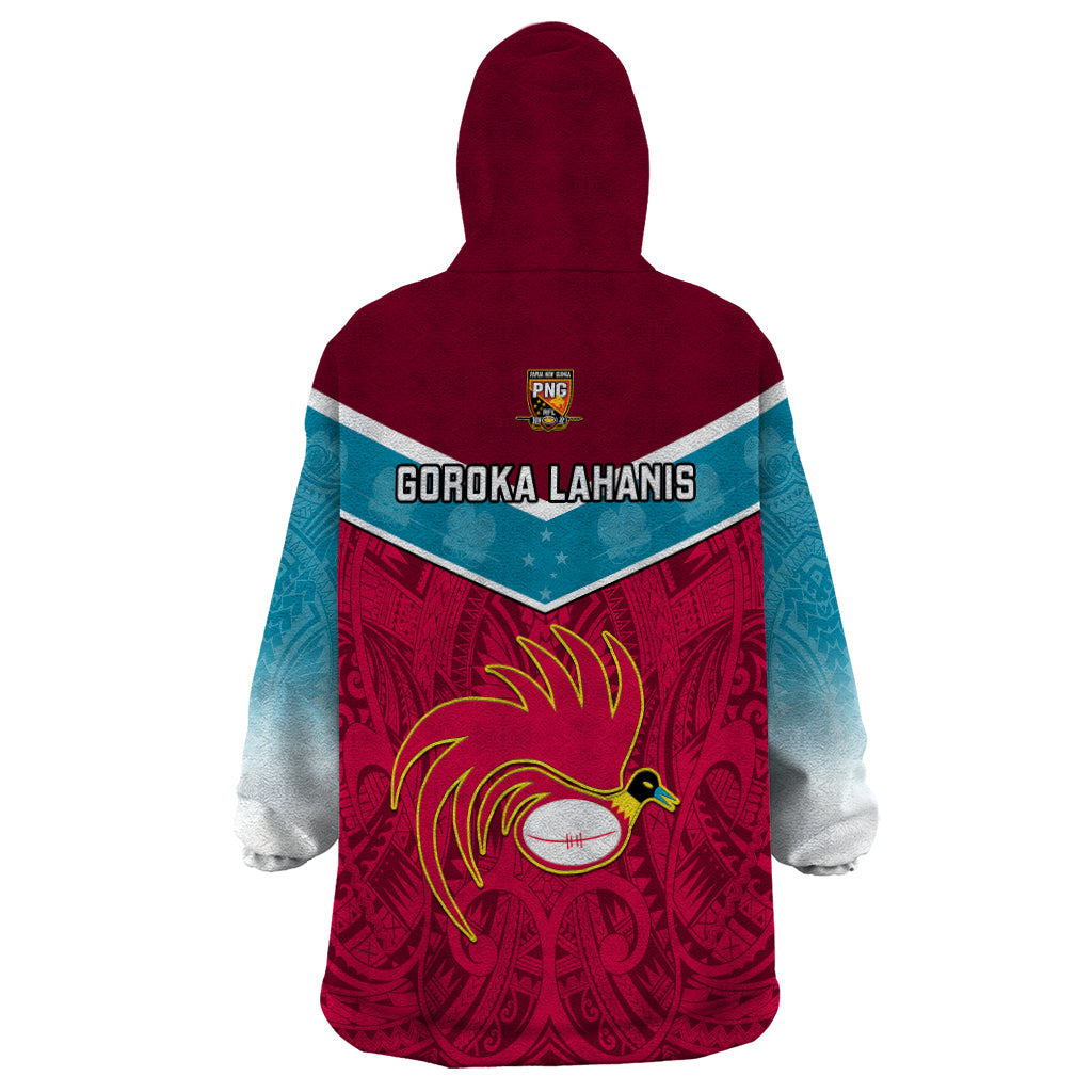 Papua New Guinea Rugby Wearable Blanket Hoodie Goroka Lahanis PNG Polynesian Pattern LT14 - Polynesian Pride