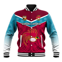 Custom Papua New Guinea Rugby Baseball Jacket Goroka Lahanis PNG Polynesian Pattern LT14 Unisex Red - Polynesian Pride