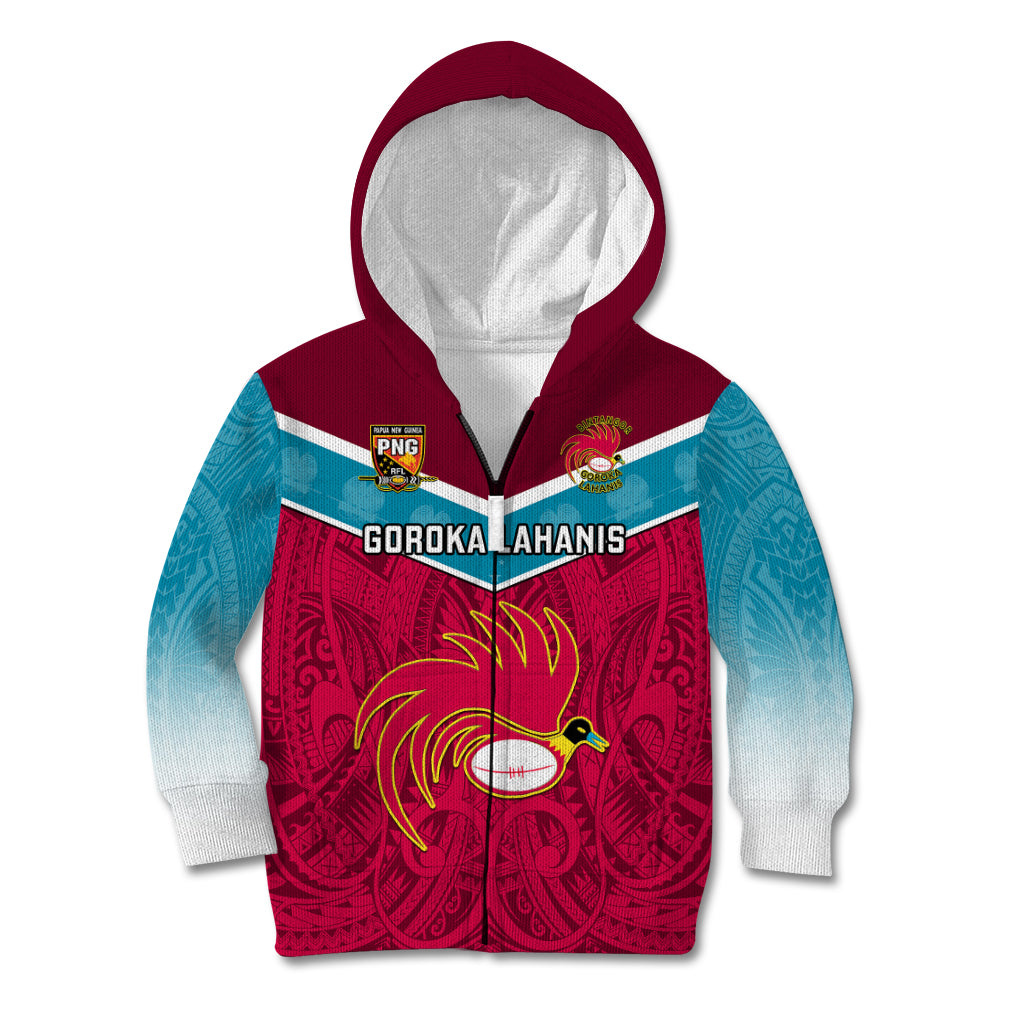 Custom Papua New Guinea Rugby Kid Hoodie Goroka Lahanis PNG Polynesian Pattern LT14 - Polynesian Pride