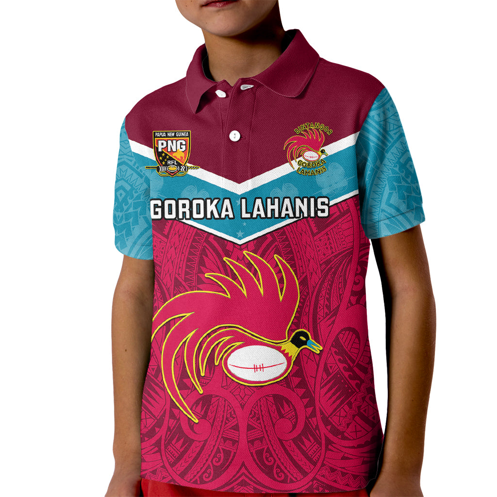 Custom Papua New Guinea Rugby Kid Polo Shirt Goroka Lahanis PNG Polynesian Pattern LT14 Kid Red - Polynesian Pride