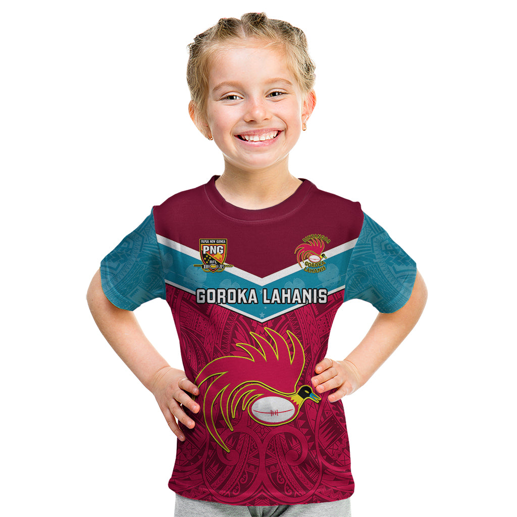 Custom Papua New Guinea Rugby Kid T Shirt Goroka Lahanis PNG Polynesian Pattern LT14 Red - Polynesian Pride