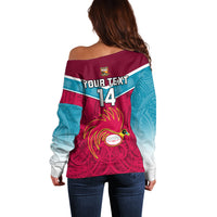 Custom Papua New Guinea Rugby Off Shoulder Sweater Goroka Lahanis PNG Polynesian Pattern LT14 - Polynesian Pride