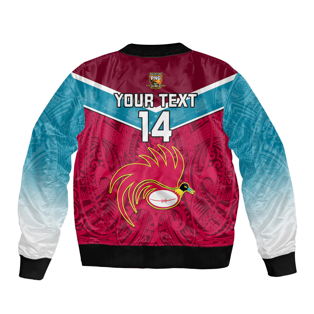 Custom Papua New Guinea Rugby Sleeve Zip Bomber Jacket Goroka Lahanis PNG Polynesian Pattern LT14 - Polynesian Pride