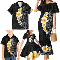 Black Tropical Plumeria With Galaxy Polynesian Art Family Matching Mermaid Dress and Hawaiian Shirt LT14 - Polynesian Pride