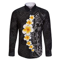 Black Tropical Plumeria With Galaxy Polynesian Art Family Matching Puletasi and Hawaiian Shirt