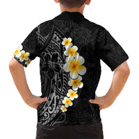 Black Tropical Plumeria With Galaxy Polynesian Art Family Matching Short Sleeve Bodycon Dress and Hawaiian Shirt LT14 - Polynesian Pride