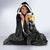 Black Tropical Plumeria With Galaxy Polynesian Art Hooded Blanket