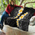 Black Tropical Plumeria With Galaxy Polynesian Art Quilt