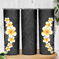 Black Tropical Plumeria With Galaxy Polynesian Art Skinny Tumbler LT14 - Polynesian Pride