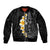 Black Tropical Plumeria With Galaxy Polynesian Art Sleeve Zip Bomber Jacket