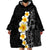 Black Tropical Plumeria With Galaxy Polynesian Art Wearable Blanket Hoodie