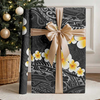 Black Polynesia Wrapping Paper Plumeria Tropical Leaves With Galaxy Polynesian Art
