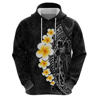 Black Tropical Plumeria With Galaxy Polynesian Art Zip Hoodie