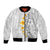 White Tropical Plumeria With Galaxy Polynesian Art Bomber Jacket