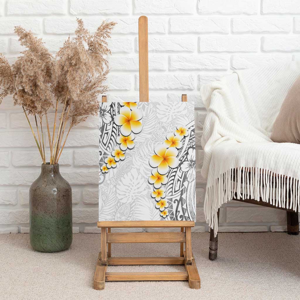 White Tropical Plumeria With Galaxy Polynesian Art Canvas Wall Art