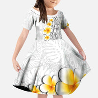 White Tropical Plumeria With Galaxy Polynesian Art Family Matching Mermaid Dress and Hawaiian Shirt LT14 Daughter's Dress White - Polynesian Pride