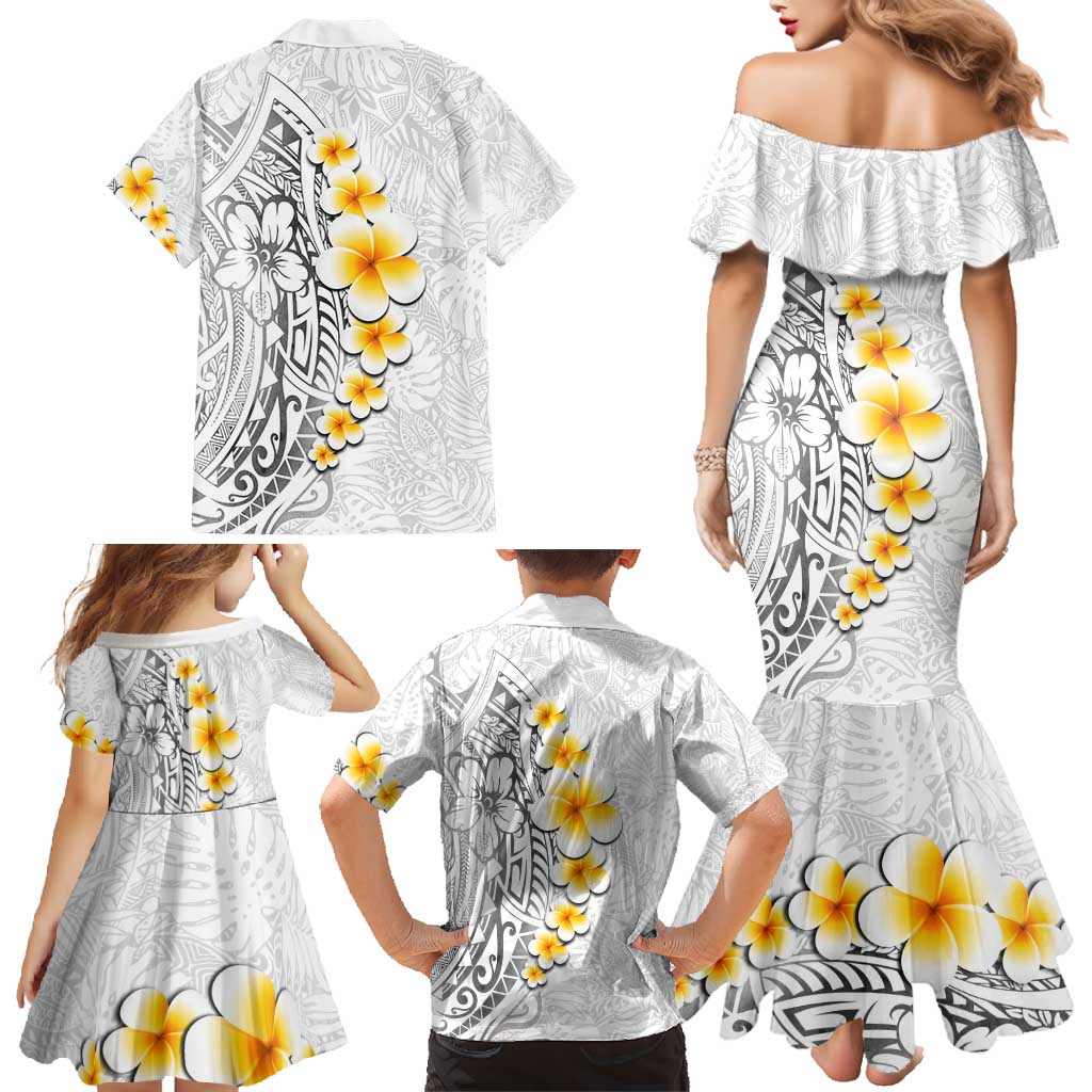 White Tropical Plumeria With Galaxy Polynesian Art Family Matching Mermaid Dress and Hawaiian Shirt LT14 - Polynesian Pride