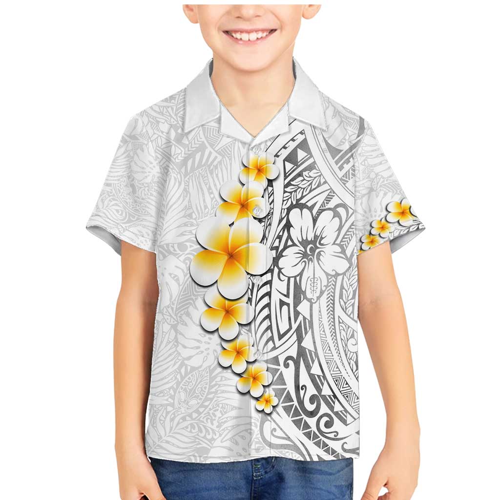 White Tropical Plumeria With Galaxy Polynesian Art Family Matching Mermaid Dress and Hawaiian Shirt LT14 Son's Shirt White - Polynesian Pride