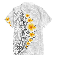 White Tropical Plumeria With Galaxy Polynesian Art Family Matching Short Sleeve Bodycon Dress and Hawaiian Shirt LT14 - Polynesian Pride
