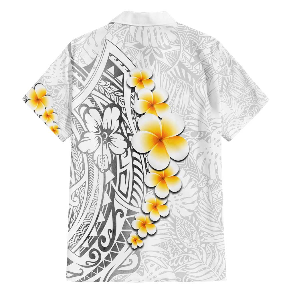 White Tropical Plumeria With Galaxy Polynesian Art Family Matching Tank Maxi Dress and Hawaiian Shirt