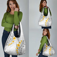 White Tropical Plumeria With Galaxy Polynesian Art Grocery Bag