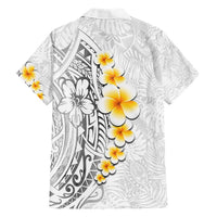 White Tropical Plumeria With Galaxy Polynesian Art Hawaiian Shirt