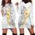 White Tropical Plumeria With Galaxy Polynesian Art Hoodie Dress