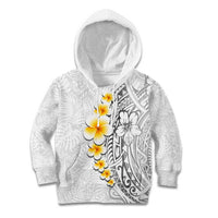White Tropical Plumeria With Galaxy Polynesian Art Kid Hoodie