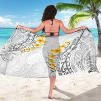 White Tropical Plumeria With Galaxy Polynesian Art Sarong