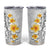 White Tropical Plumeria With Galaxy Polynesian Art Tumbler Cup