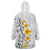 White Tropical Plumeria With Galaxy Polynesian Art Wearable Blanket Hoodie