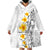 White Tropical Plumeria With Galaxy Polynesian Art Wearable Blanket Hoodie