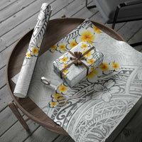White Polynesia Wrapping Paper Plumeria Tropical Leaves With Galaxy Polynesian Art