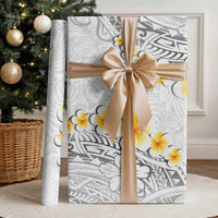 White Polynesia Wrapping Paper Plumeria Tropical Leaves With Galaxy Polynesian Art