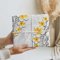 White Polynesia Wrapping Paper Plumeria Tropical Leaves With Galaxy Polynesian Art