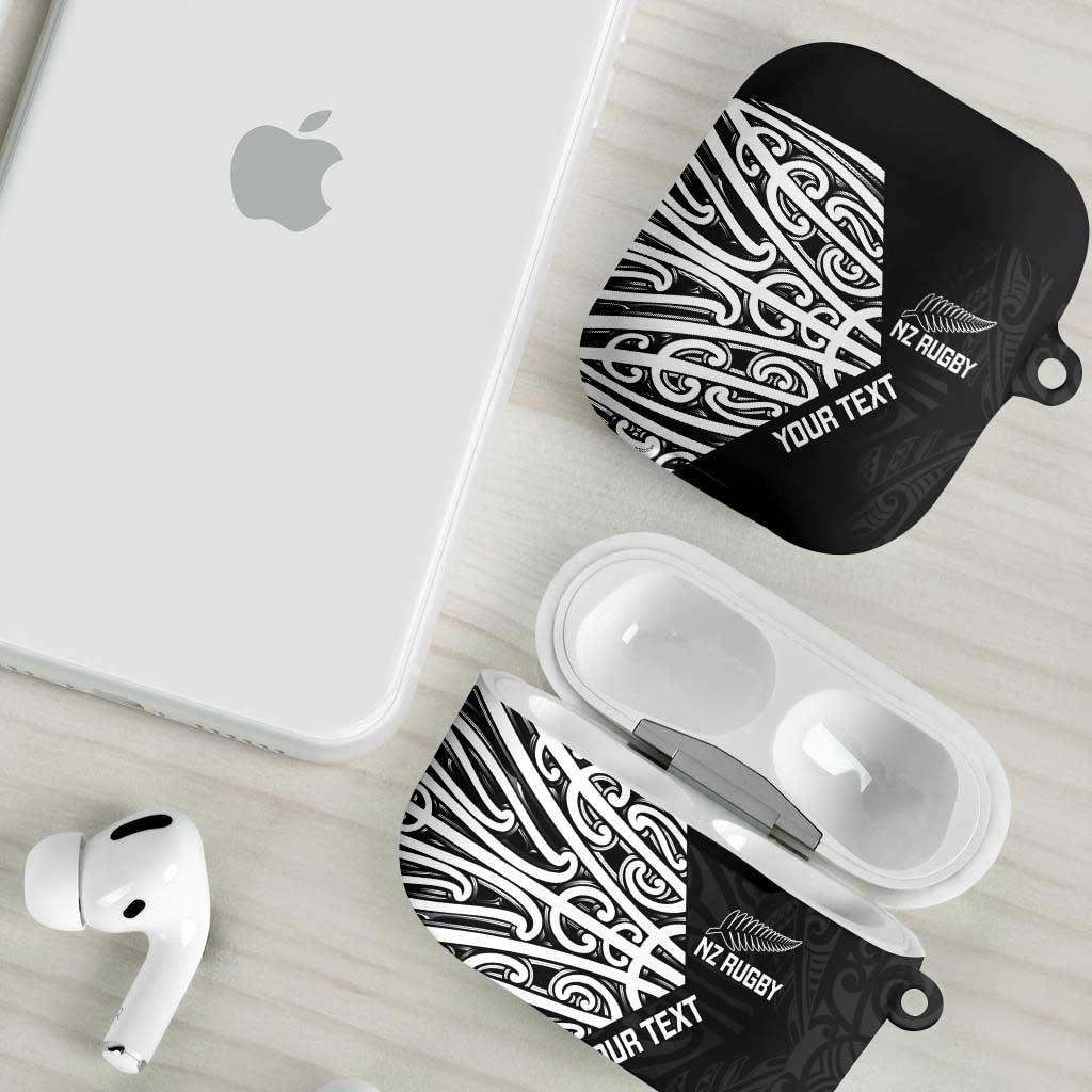 New Zealand Silver Fern Rugby Custom AirPods Case Maori Koru Go Black Fern - Polynesian Pride