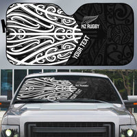 New Zealand Silver Fern Rugby Custom Auto Sun Shade Maori Koru Go Black Fern - Polynesian Pride