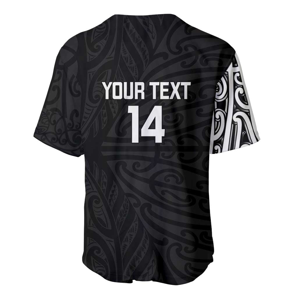 New Zealand Silver Fern Rugby Custom Baseball Jersey Maori Koru Go Black Fern - Polynesian Pride