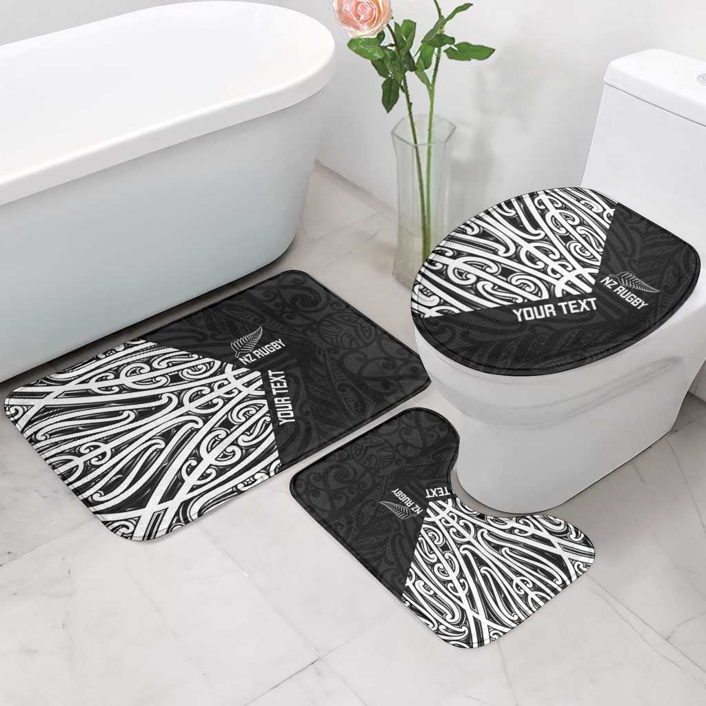 New Zealand Silver Fern Rugby Custom Bathroom Set Maori Koru Go Black Fern - Polynesian Pride