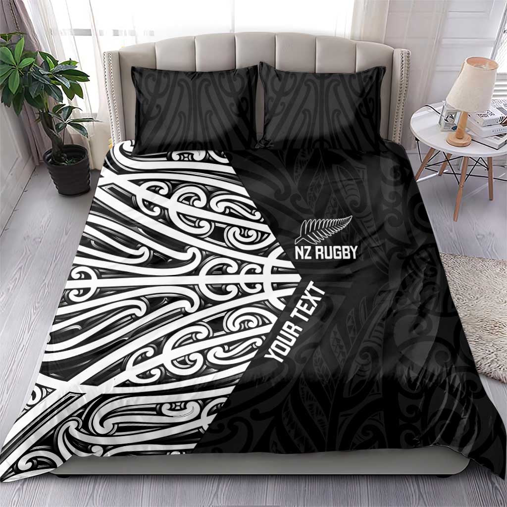 New Zealand Silver Fern Rugby Custom Bedding Set Maori Koru Go Black Fern - Polynesian Pride