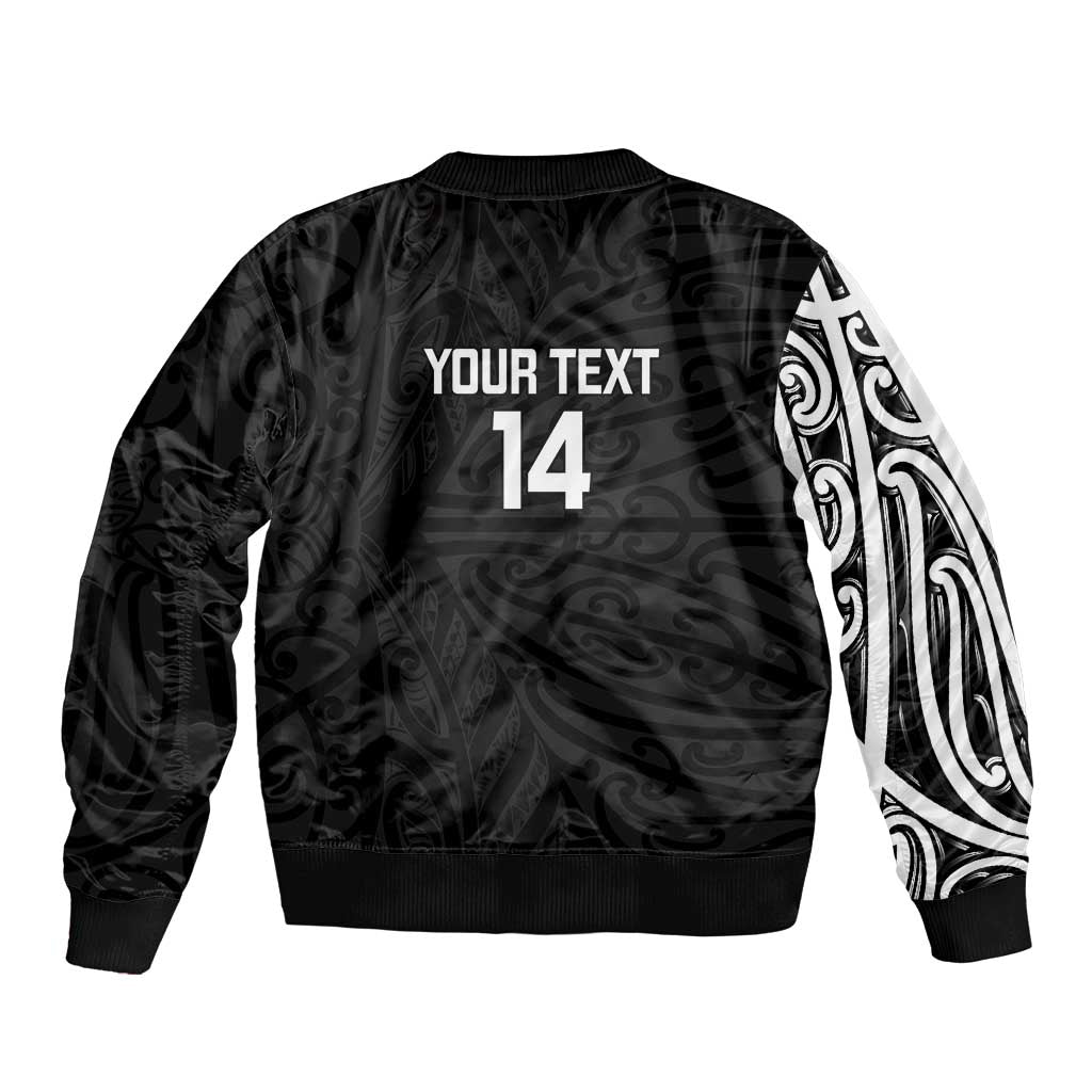 New Zealand Silver Fern Rugby Custom Bomber Jacket Maori Koru Go Black Fern - Polynesian Pride