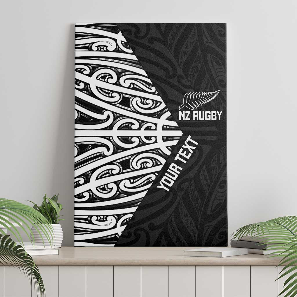 New Zealand Silver Fern Rugby Custom Canvas Wall Art Maori Koru Go Black Fern - Polynesian Pride