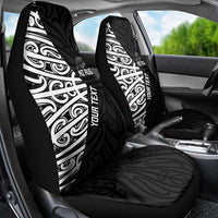 New Zealand Silver Fern Rugby Custom Car Seat Cover Maori Koru Go Black Fern - Polynesian Pride