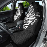 New Zealand Silver Fern Rugby Custom Car Seat Cover Maori Koru Go Black Fern - Polynesian Pride